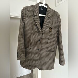 The Kooples Brown and Black Houndstooth Blazer